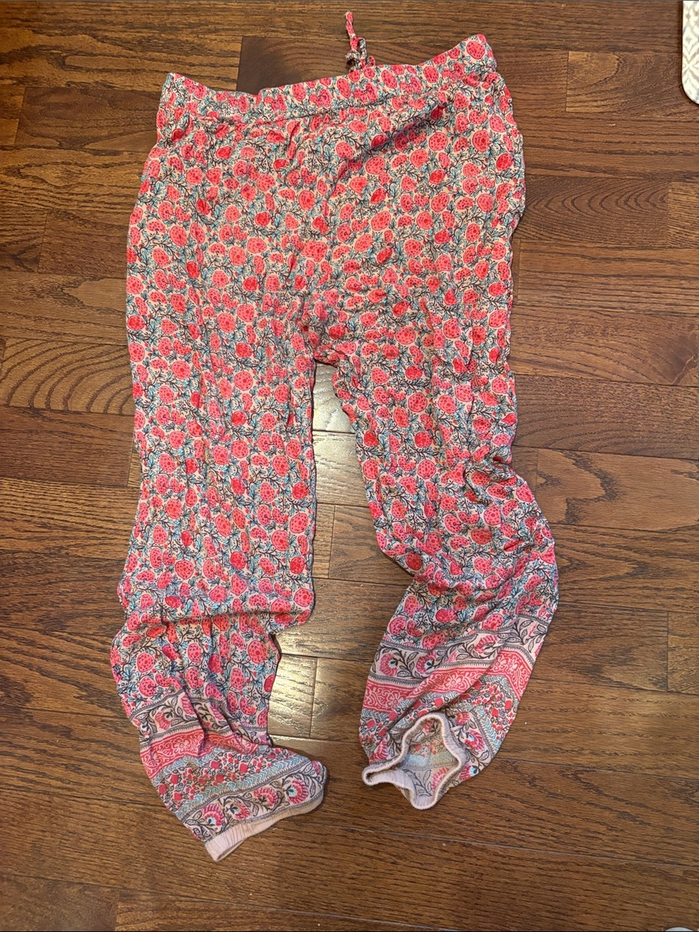 NATURAL LIFE Coral Pink Floral Elastic-Waist Casual Pants - Picture 3 of 3
